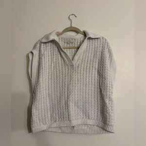 LOFT White Knit Sweater Vest Beachy Summer Light Size Medium